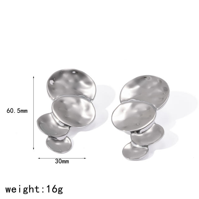 New Round Water Drop Earrings Exaggerated stainless steel earrings