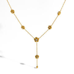 18KG french trend stereo rose flower stainless steel necklace
