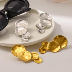 New Round Water Drop Earrings Exaggerated stainless steel earrings