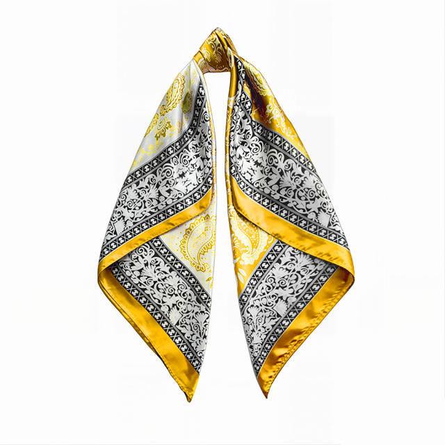 90cm satin paisley pattern square scarf headscarf for women