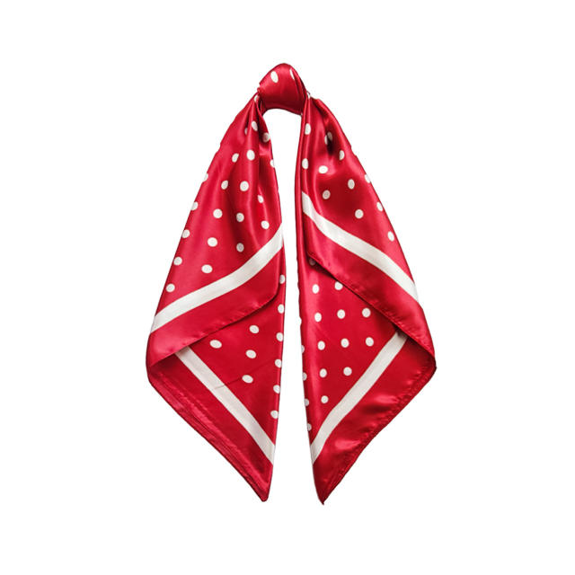 Polka Dot Printed Headscarf Women's imitation Silk Scarf 90cm sqaure scarf