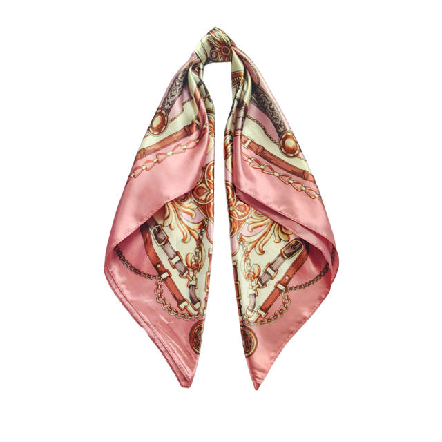 Vintage flower pattern 90cm satin sqaure scarf headscarf for women