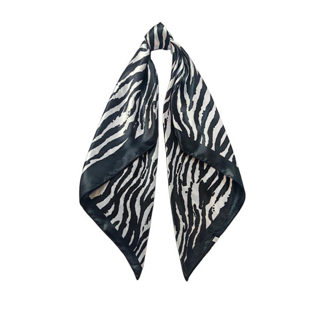 90cm classic zebra pattern satin scarf square headscarf for women