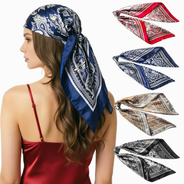 Cashew Pattern imitation Silk Scarf for Women 90cm Headscarf satin scarf