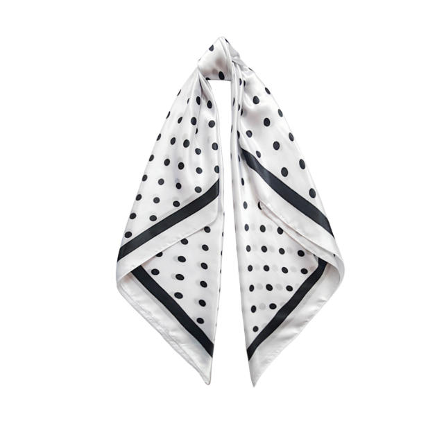Polka Dot Printed Headscarf Women's imitation Silk Scarf 90cm sqaure scarf