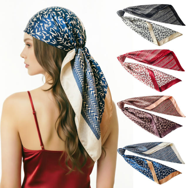 Vintage hot sale 90cm satin scarf headscarf for women