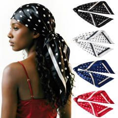 Polka Dot Printed Headscarf Women's imitation Silk Scarf 90cm sqaure scarf
