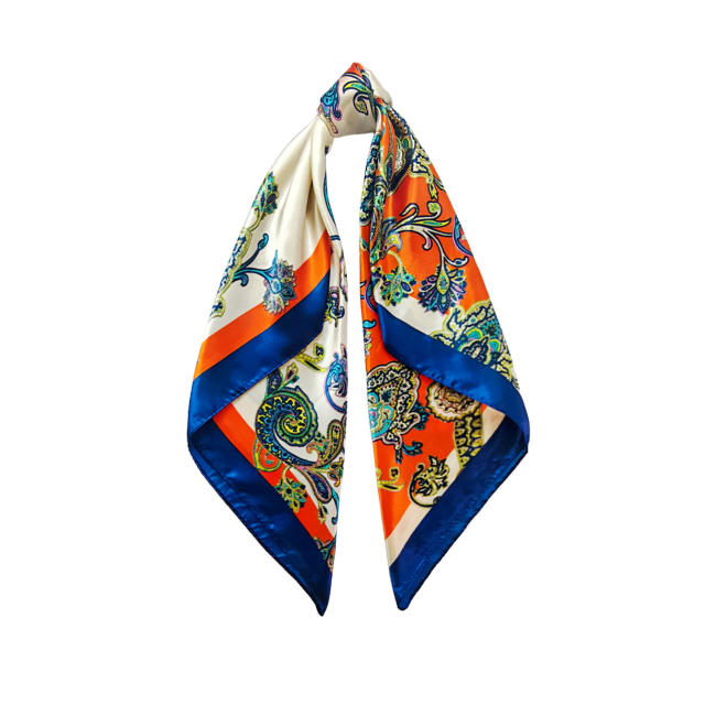 Vintage classic paisley pattern print 90cm square scarf satin headscarf