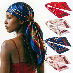 90cm chain pattern satin scarf headscarf for women