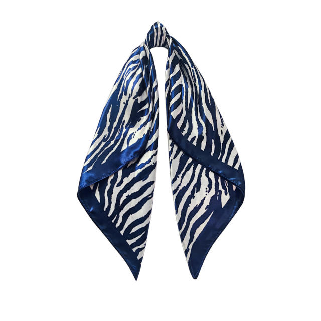 90cm classic zebra pattern satin scarf square headscarf for women