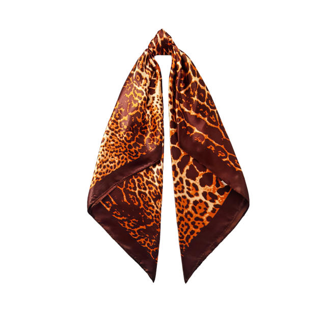 90cm Headscarf for Women Leopard Print imitation Silk Scarf square scarf