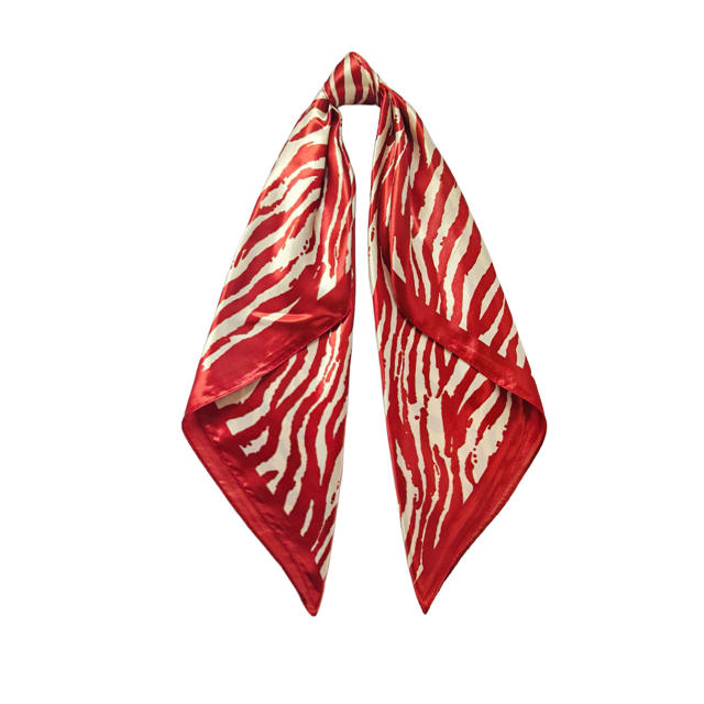 90cm classic zebra pattern satin scarf square headscarf for women