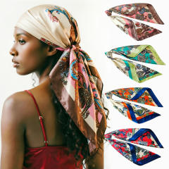 Vintage classic paisley pattern print 90cm square scarf satin headscarf