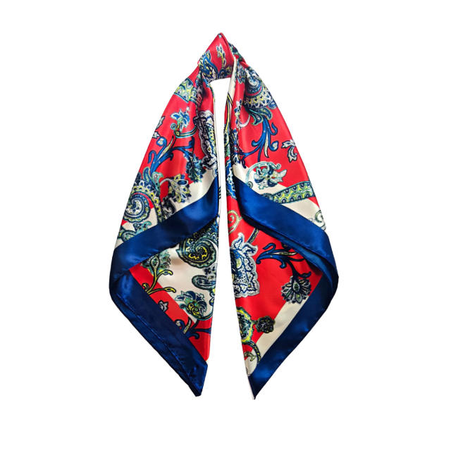 Vintage classic paisley pattern print 90cm square scarf satin headscarf