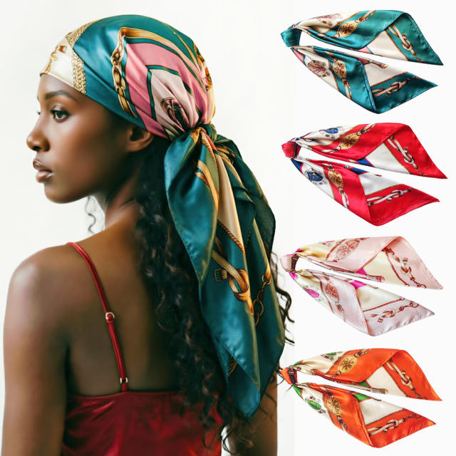 Vintage hot sale 90cm satin scarf for women headscarf