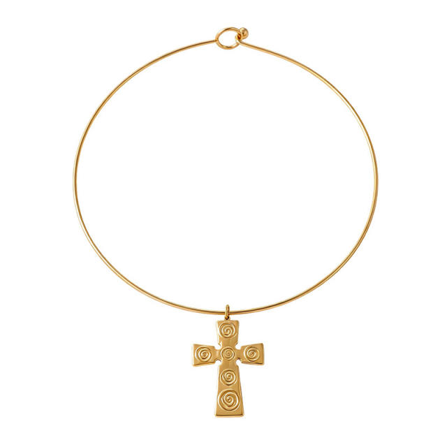 Personalized stainless Steel necklace choker Bull Head Cross Heart Pendant Choker Wholesale