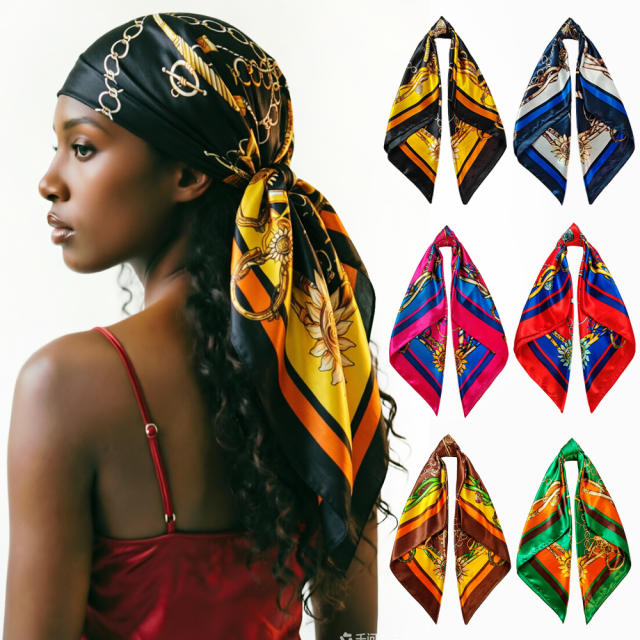 Imitation Silk Scarf 90cm Headscarf for Women satin square scarf