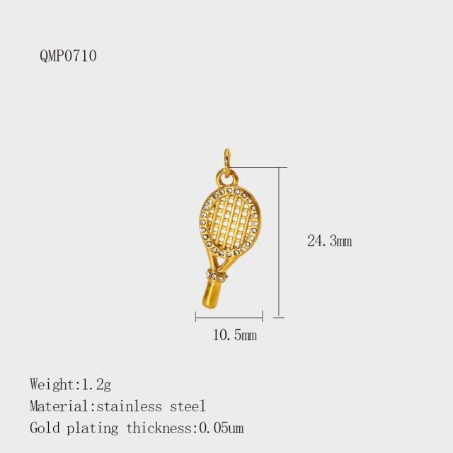 Stainless Steel 18K Gold-Plated Color-Preserving DIY  Palm Racket Coffee Cup Pendant Wholesale