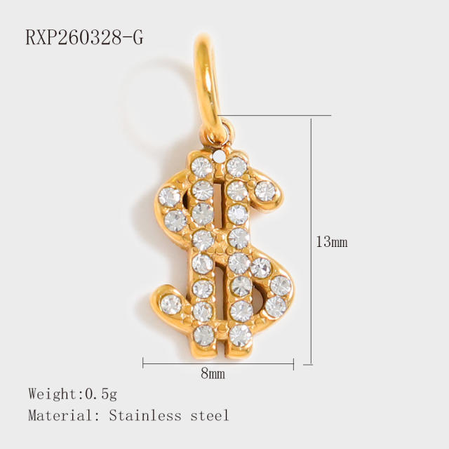 Stainless Steel Lucky Card Dice Four-Leaf Clover Graduation Cap Pendant DIY Pendant Vacuum Electroplating 18K Gold