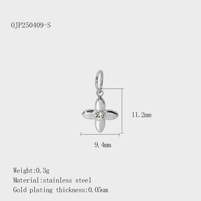 Hot Selling Silver Plant Series Flower Style Stainless Steel Jewelry Accessories DIY Necklace Bracelet Pendant