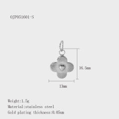Hot Selling Silver Plant Series Flower Style Stainless Steel Jewelry Accessories DIY Necklace Bracelet Pendant