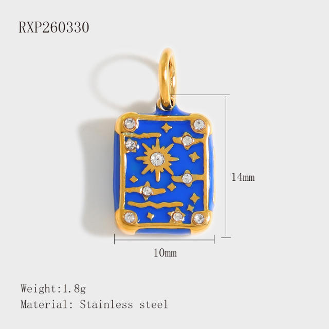 Stainless Steel Lucky Card Dice Four-Leaf Clover Graduation Cap Pendant DIY Pendant Vacuum Electroplating 18K Gold
