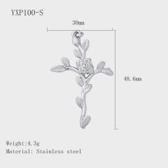 Hot Selling Silver Plant Series Flower Style Stainless Steel Jewelry Accessories DIY Necklace Bracelet Pendant