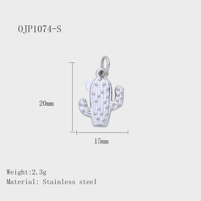 Hot Selling Silver Plant Series Flower Style Stainless Steel Jewelry Accessories DIY Necklace Bracelet Pendant