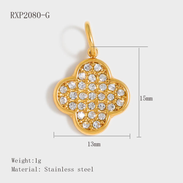 Stainless Steel Lucky Card Dice Four-Leaf Clover Graduation Cap Pendant DIY Pendant Vacuum Electroplating 18K Gold