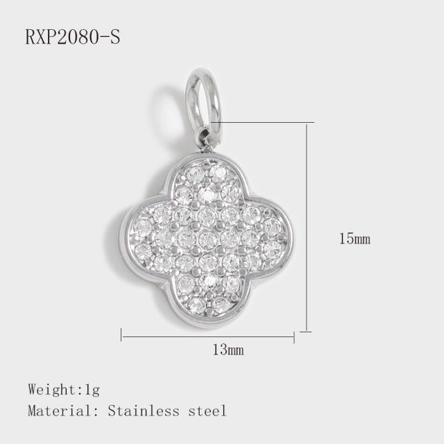Stainless Steel Lucky Card Dice Four-Leaf Clover Graduation Cap Pendant DIY Pendant Vacuum Electroplating 18K Gold