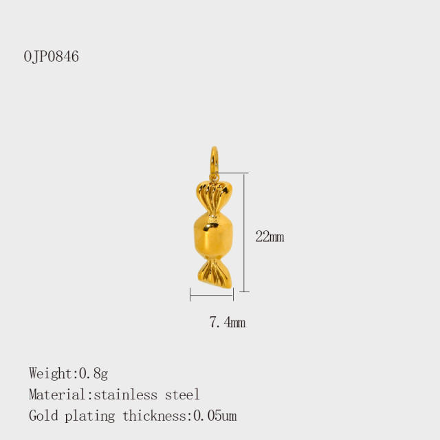 Stainless Steel 18K Gold-Plated Color-Preserving DIY  Palm Racket Coffee Cup Pendant Wholesale