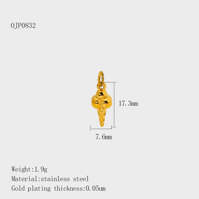 Stainless Steel 18K Gold-Plated Color-Preserving DIY  Palm Racket Coffee Cup Pendant Wholesale