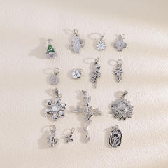 Hot Selling Silver Plant Series Flower Style Stainless Steel Jewelry Accessories DIY Necklace Bracelet Pendant