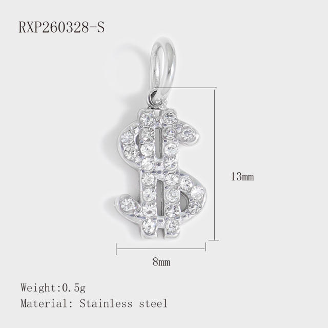 Stainless Steel Lucky Card Dice Four-Leaf Clover Graduation Cap Pendant DIY Pendant Vacuum Electroplating 18K Gold