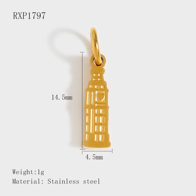 Creative Stainless Steel Gold-Plated European and American Fashion Paris Eiffel Tower Pendant Wholesale