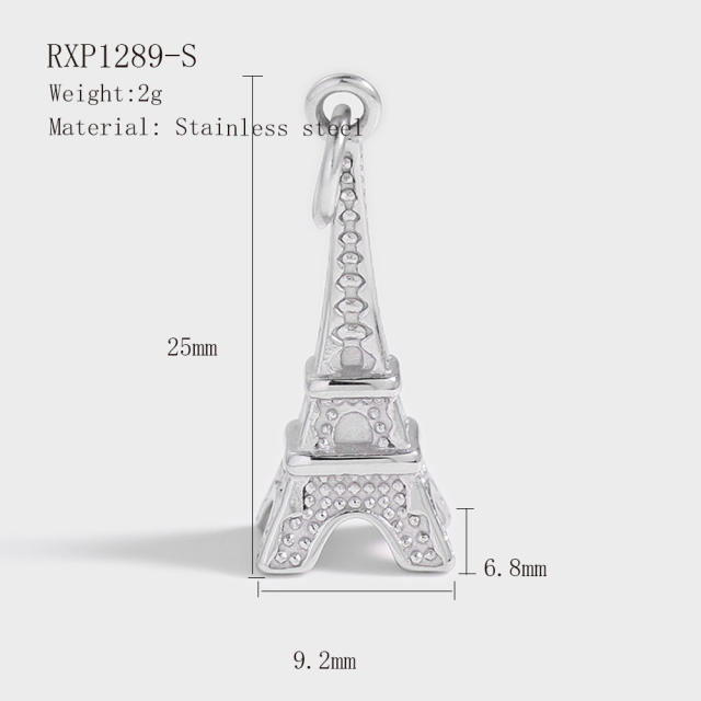 Creative Stainless Steel Gold-Plated European and American Fashion Paris Eiffel Tower Pendant Wholesale
