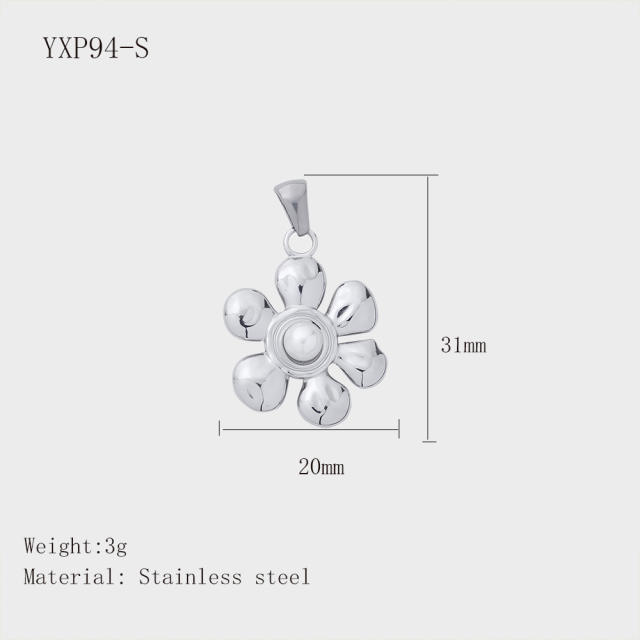 Hot Selling Silver Plant Series Flower Style Stainless Steel Jewelry Accessories DIY Necklace Bracelet Pendant