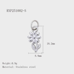 Hot Selling Silver Plant Series Flower Style Stainless Steel Jewelry Accessories DIY Necklace Bracelet Pendant