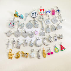 New Stainless Steel Pendants with Creative Cartoon Animal Plant Designs Multi-Themed DIY Jewelry Accessories