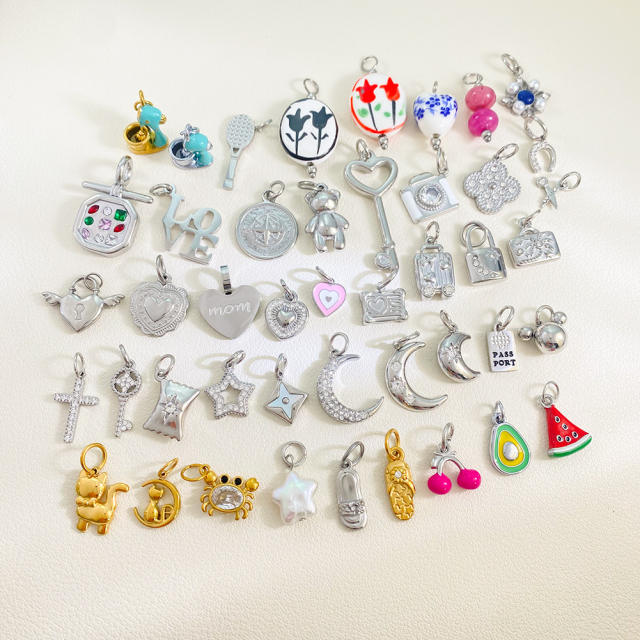 New Stainless Steel Pendants with Creative Cartoon Animal Plant Designs Multi-Themed DIY Jewelry Accessories