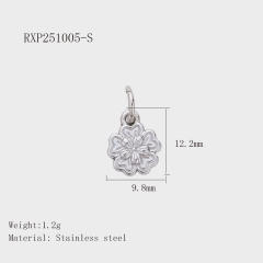 Hot Selling Silver Plant Series Flower Style Stainless Steel Jewelry Accessories DIY Necklace Bracelet Pendant