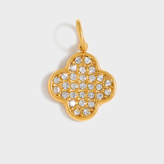 Stainless Steel Lucky Card Dice Four-Leaf Clover Graduation Cap Pendant DIY Pendant Vacuum Electroplating 18K Gold