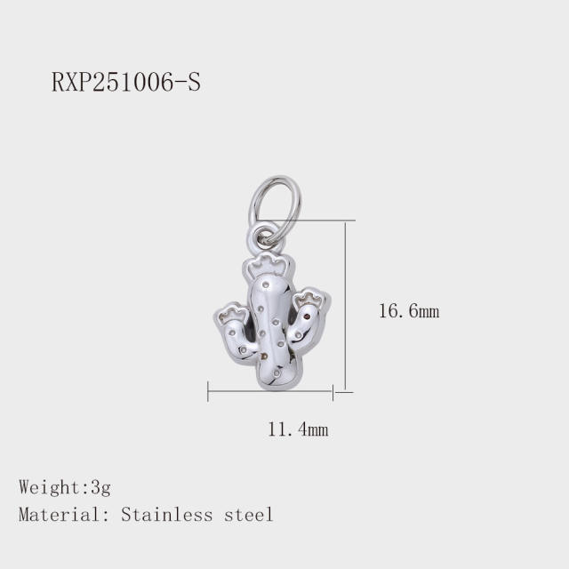 Hot Selling Silver Plant Series Flower Style Stainless Steel Jewelry Accessories DIY Necklace Bracelet Pendant