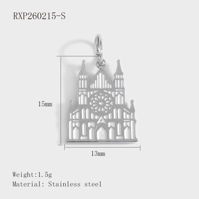 Creative Stainless Steel Gold-Plated European and American Fashion Paris Eiffel Tower Pendant Wholesale