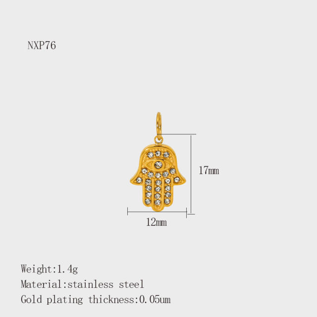 Stainless Steel 18K Gold-Plated Color-Preserving DIY  Palm Racket Coffee Cup Pendant Wholesale