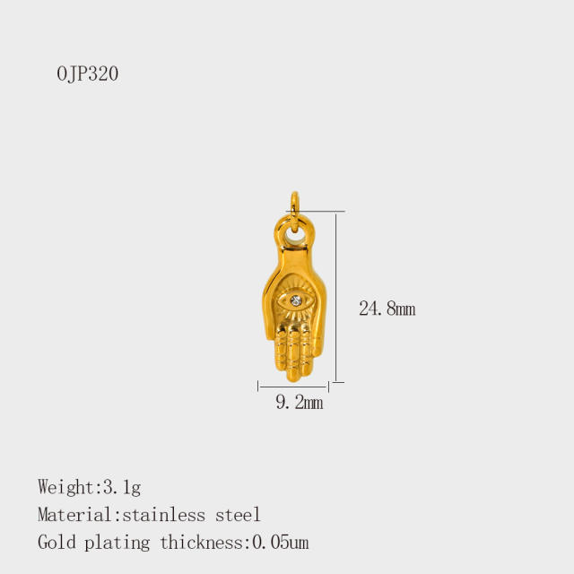 Stainless Steel 18K Gold-Plated Color-Preserving DIY  Palm Racket Coffee Cup Pendant Wholesale