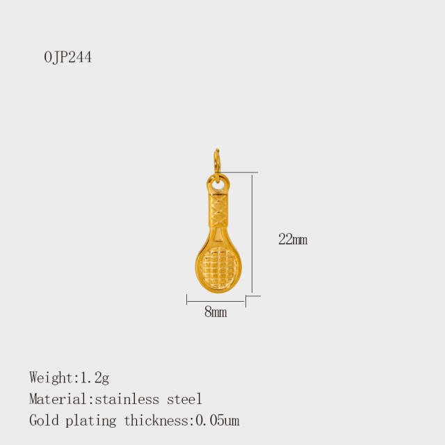 Stainless Steel 18K Gold-Plated Color-Preserving DIY  Palm Racket Coffee Cup Pendant Wholesale