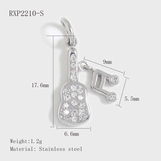 Stainless Steel Lucky Card Dice Four-Leaf Clover Graduation Cap Pendant DIY Pendant Vacuum Electroplating 18K Gold
