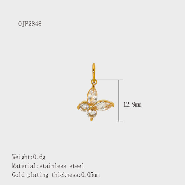 Stainless Steel 18K Gold-Plated Color-Preserving DIY  Palm Racket Coffee Cup Pendant Wholesale