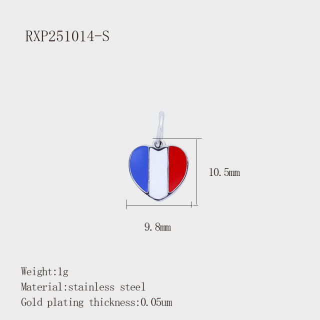 Personalized Fashion Heart Flag Clothes Stainless Steel Plated 18K Gold DIY Pendant Jewelry Pendant